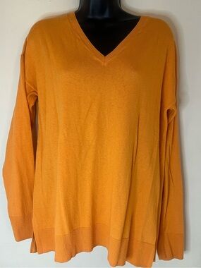 The Limited Women's V-Neck Sweater in Orange
